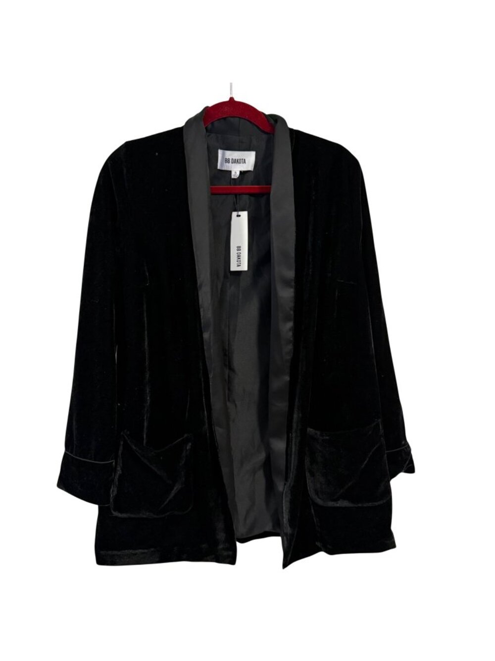 BB Dakota Velvet Dreams Blazer with Satin‎ Piping NWT Size S